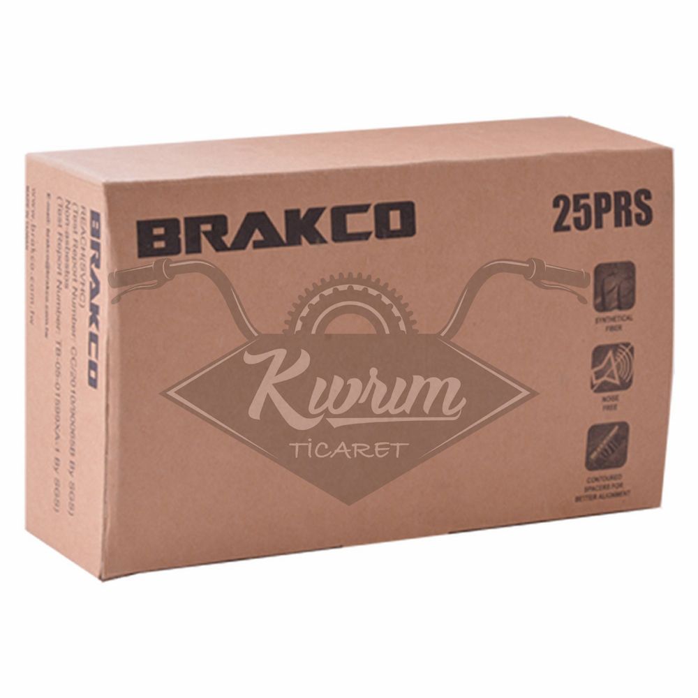 V BRAKE FREN PABUCU - ASİMETRİK [72 mm] [KUTU / 25 ÇİFT] BRAKCO  TAIWAN