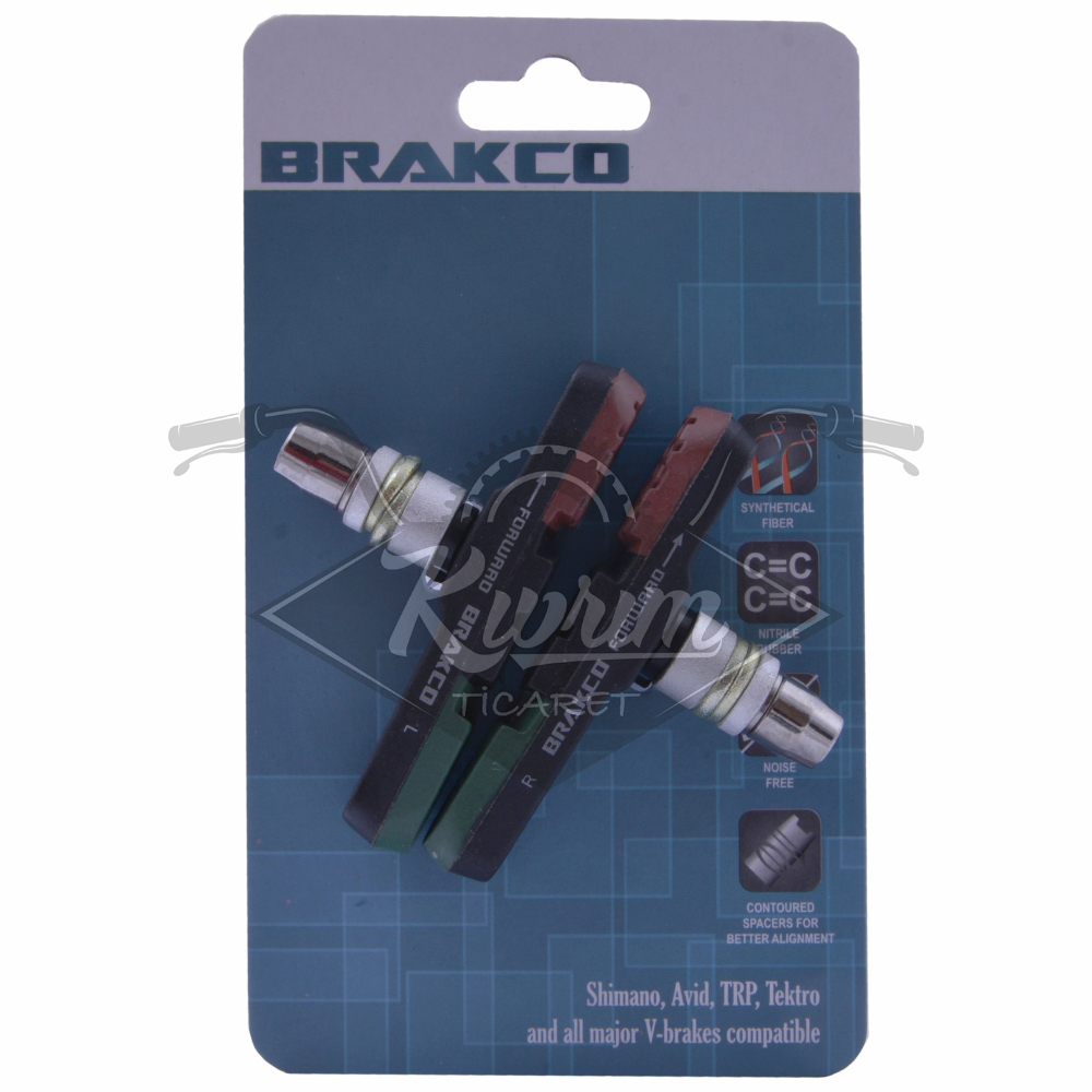 V BRAKE FREN PABUCU - ASİMETRİK - 3 RENKLİ [72 mm] BRAKCO  TAIWAN