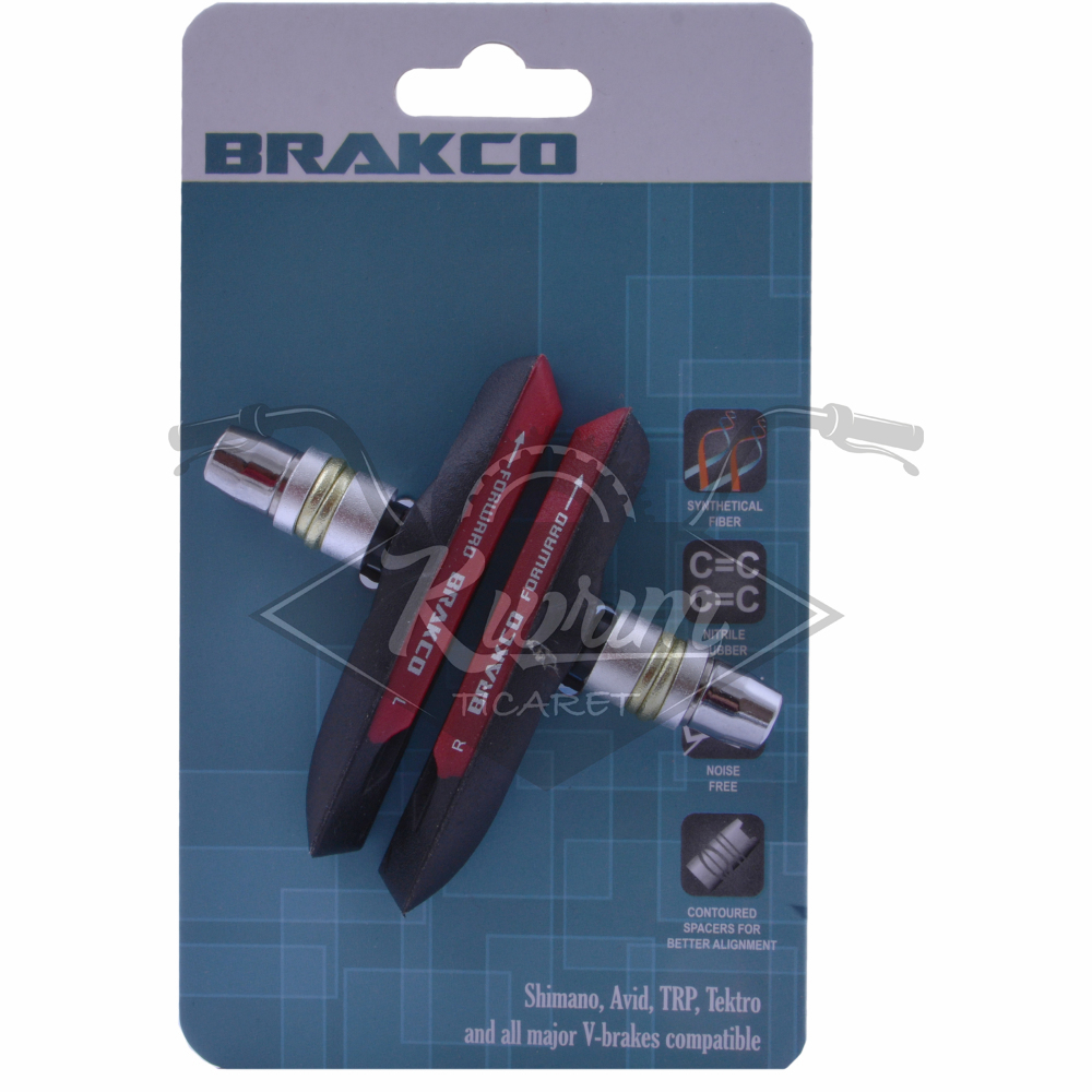 V BRAKE FREN PABUCU - 4 MEVSİM [KIRMIZI / SİYAH] BRAKCO  TAIWAN