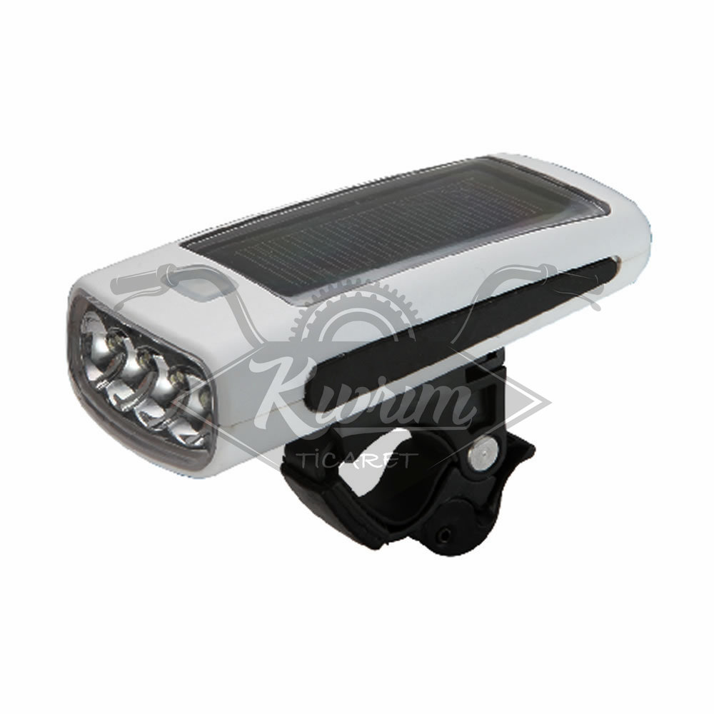 ÖN FAR 4 LED Lİ - USB GİRİŞLİ - GÜNEŞ ENERJİLİ [ŞARJ EDİLEBİLİR PİL DAHİL] JY-377