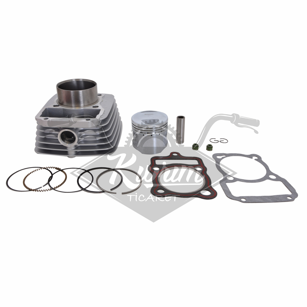 SİLİNDİR KOMPLE [NY PİSTON] 15 PERNO [56,5 mm] [YÜK:69 mm] 125cc CG - SWAN
