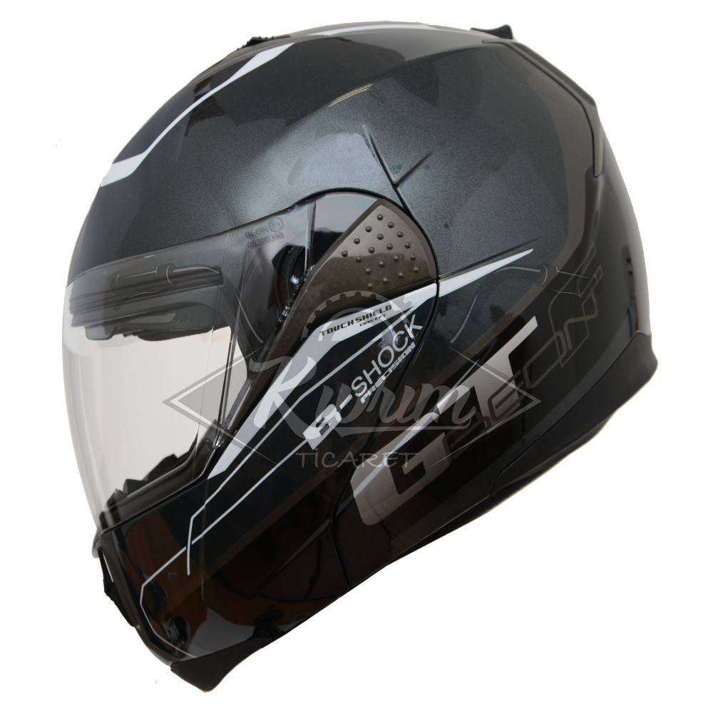 BEON- ÇENE AÇILIR VİZÖRLÜ KASK [B700] [GRİ-SİYAH] [B-SHOCK] [S]