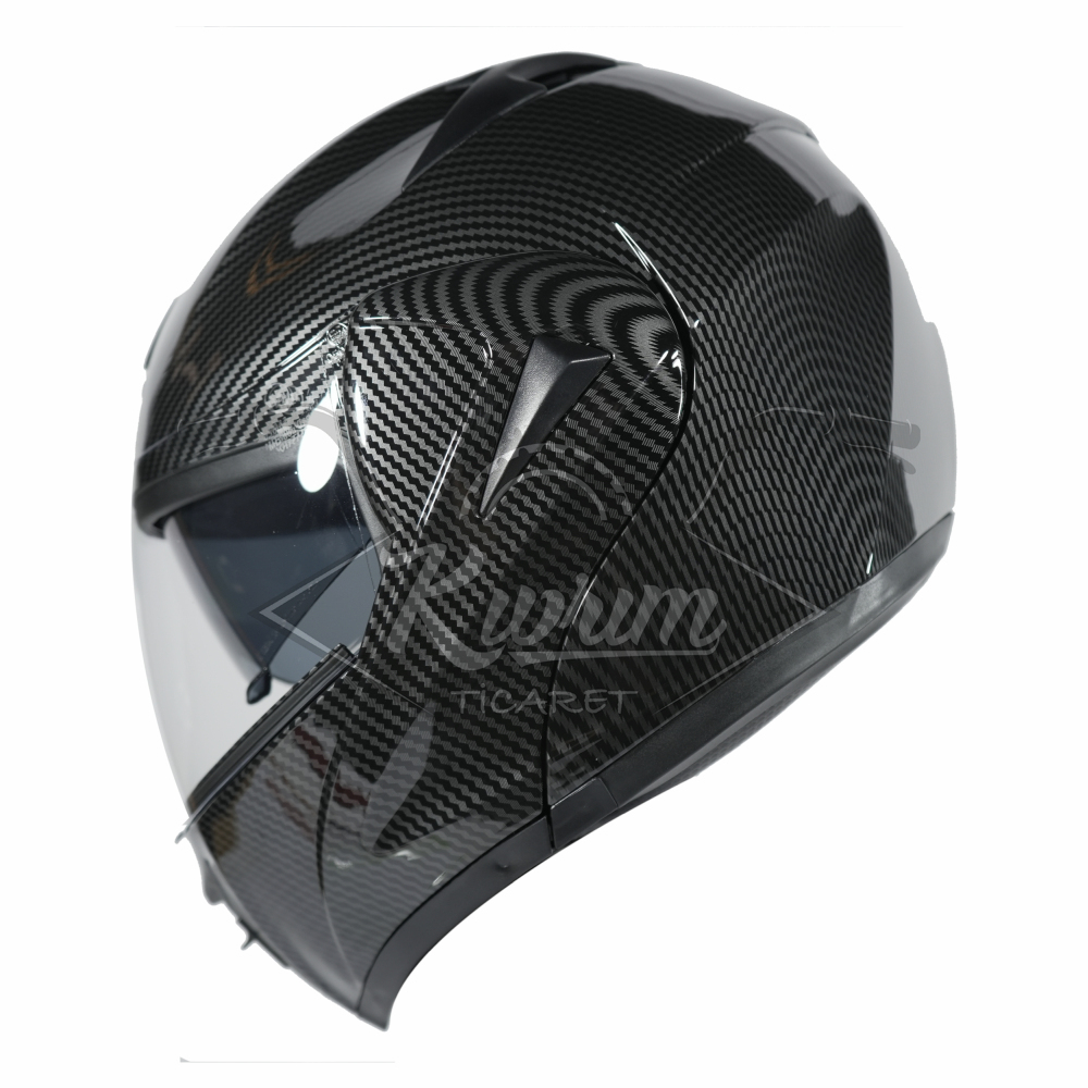 VRT - ÇENE AÇILIR VİZÖRLÜ KASK [MD-808] [KARBON] [M]