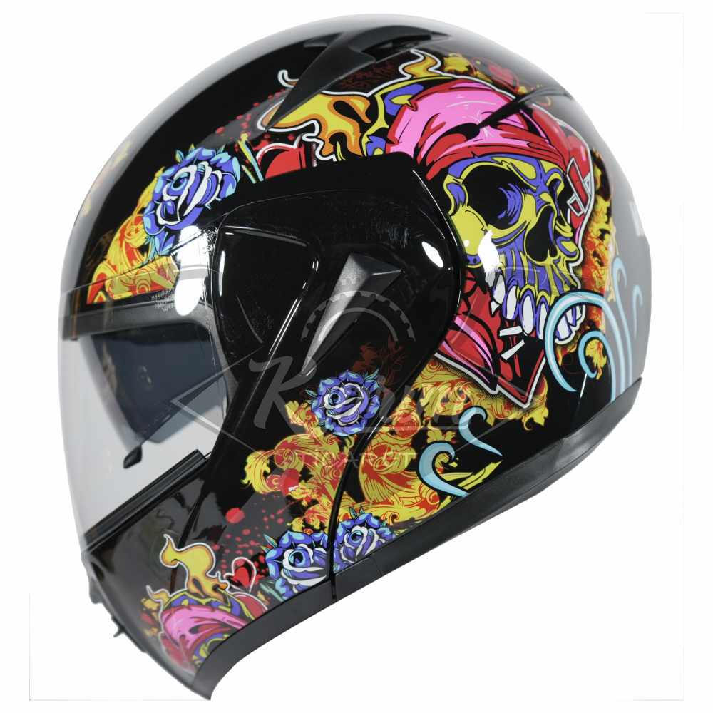 VRT - ÇENE AÇILIR VİZÖRLÜ KASK [MD-808] [KURU KAFA - ATEŞ] [L]