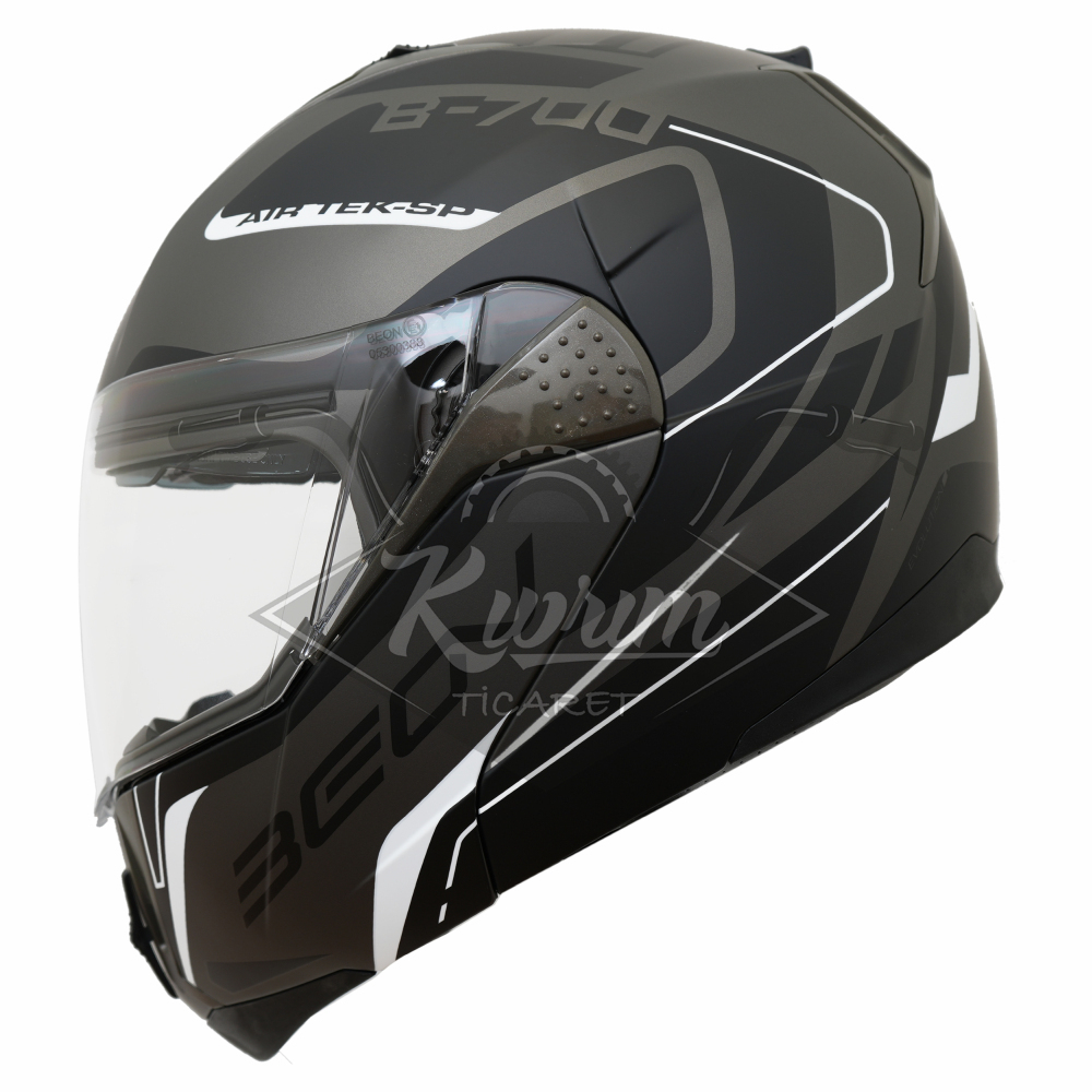 BEON- ÇENE AÇILIR VİZÖRLÜ KASK [B700] [SİYAH - GRİ - BEYAZ] [AIR TEK] [M]