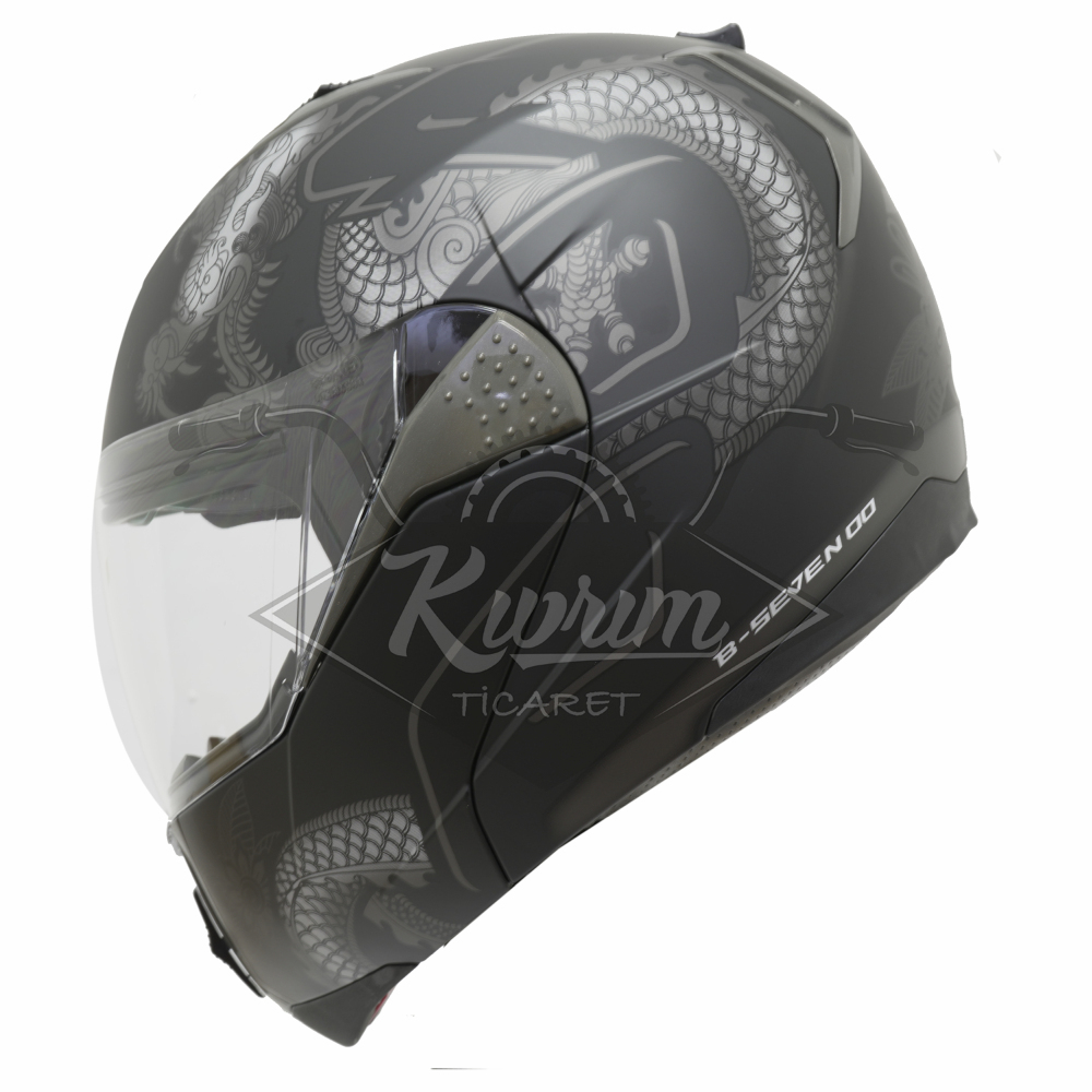 BEON- ÇENE AÇILIR VİZÖRLÜ KASK [B700] [EJDERHA DESEN] [L]