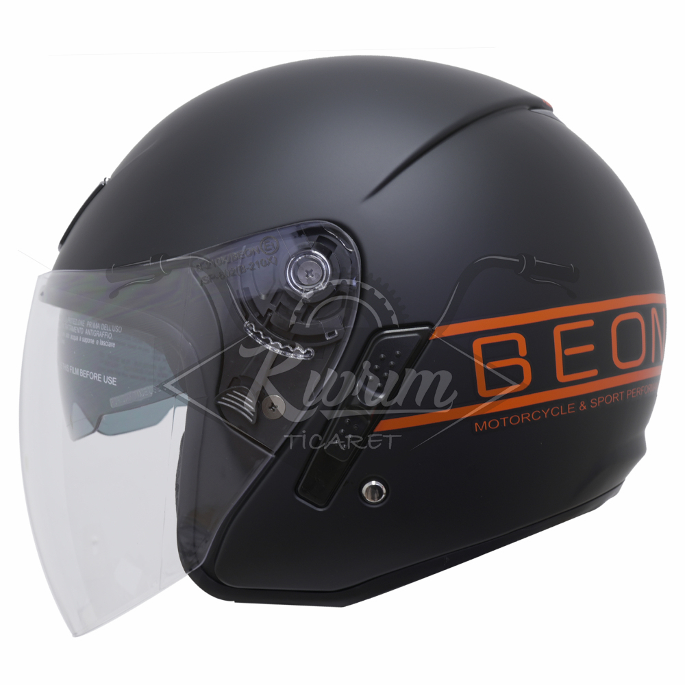BEON-ÇENESİZ VİZÖRLÜ YAZLIK KASK [B217] [MAT SİYAH - TURUNCU] [L]