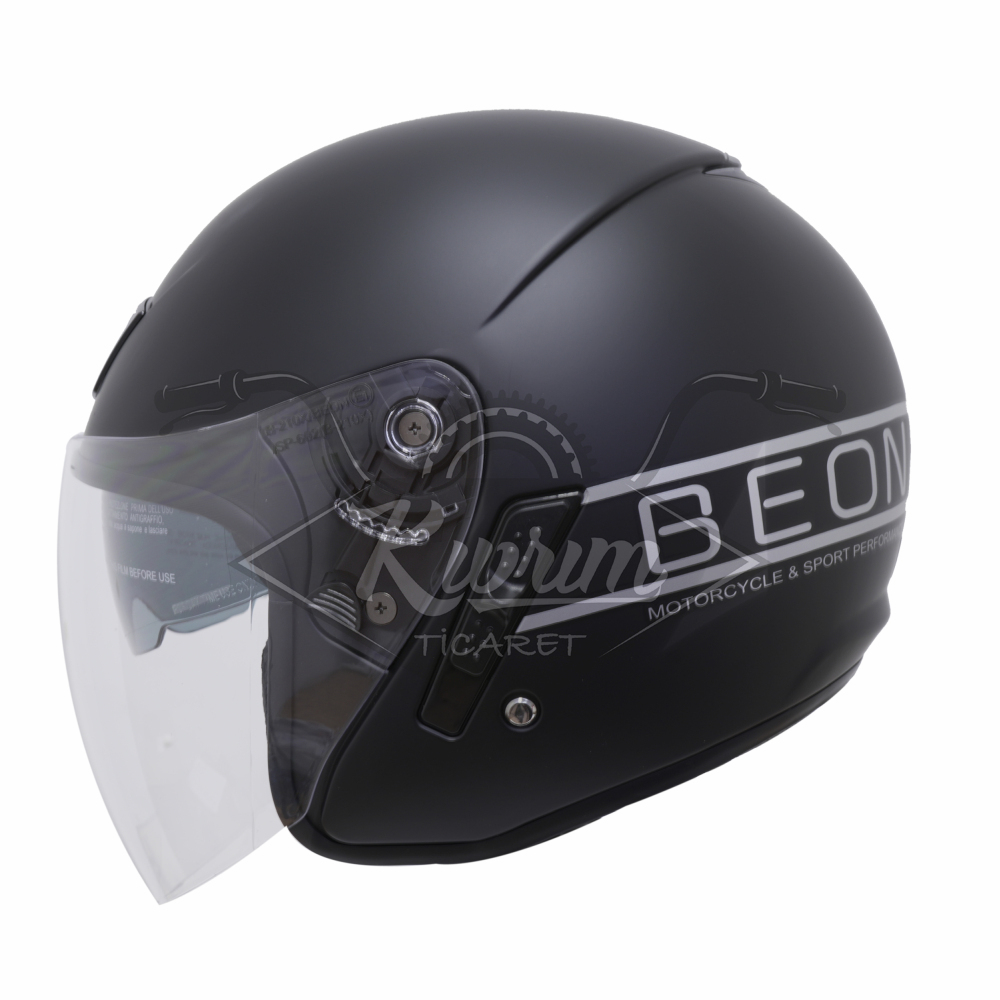 BEON-ÇENESİZ VİZÖRLÜ YAZLIK KASK [B217] [MAT SİYAH - GRİ] [XL]