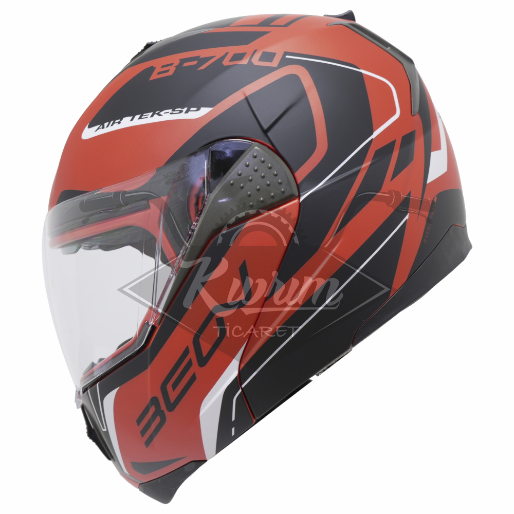 BEON- ÇENE AÇILIR VİZÖRLÜ KASK [B700] [KIRMIZI - SİYAH] [AIR TEK] [S]