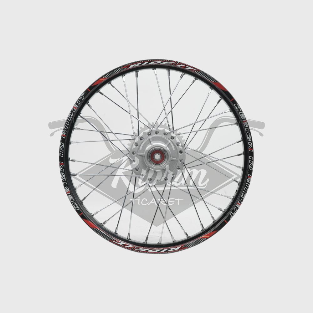 1.20 x 17 TELLİ JANT KOMPLE ÖN [DİSK FREN MODELİ] [SİYAH JANT - GRİ GÖBEK - KROM TEL] CG