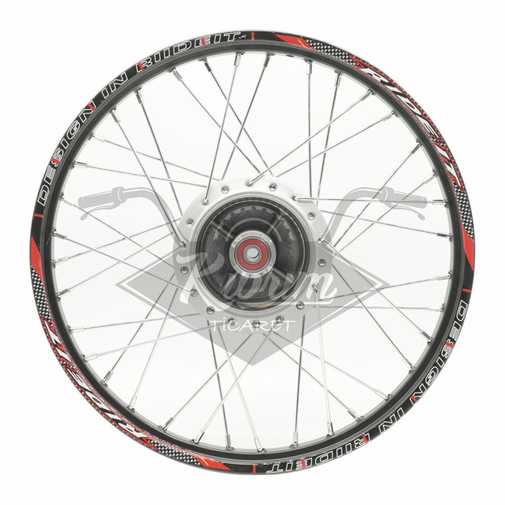 1.20 x 17 TELLİ JANT KOMPLE ÖN [KAMPANA FREN MODELİ] [SİYAH JANT - GRİ GÖBEK - KROM TEL] CG