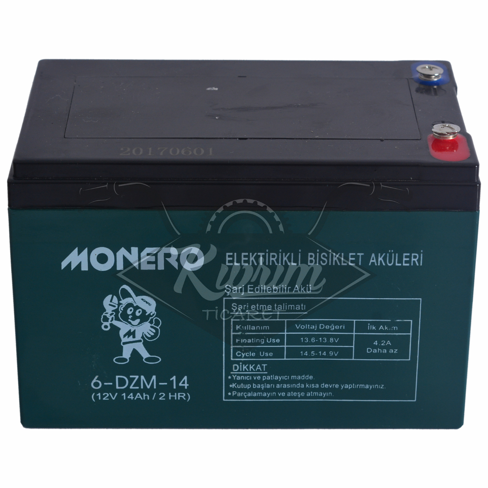 12V-14 AMPER [YATIK] [150*101*99 mm] E-BIKE AKÜ - MONERO