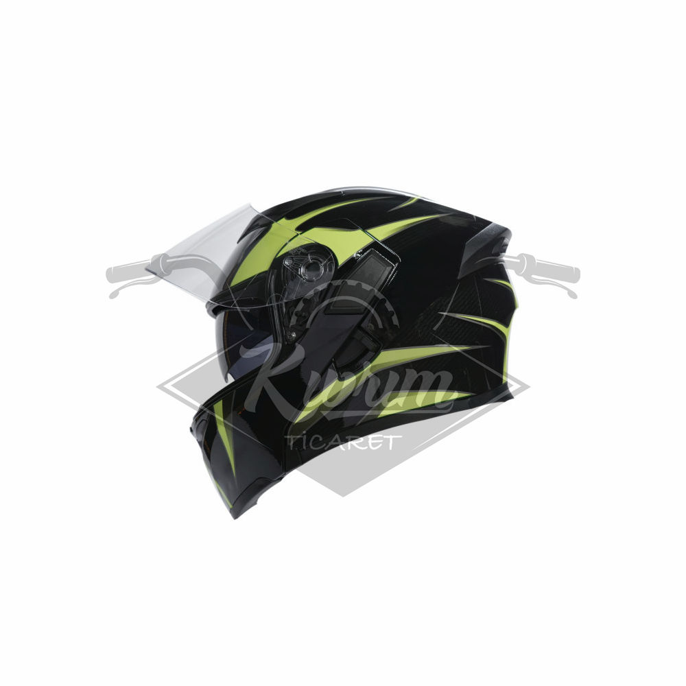 KC-ÇENE AÇILIR VİZÖRLÜ KASK [KC902] SİYAH - NEON YEŞİL [S] E BELGELİ