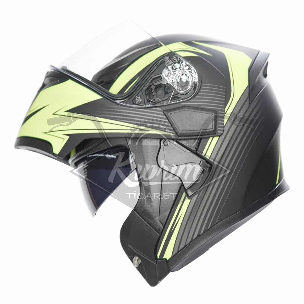 KC-ÇENE AÇILIR VİZÖRLÜ KASK [KC902] [SARI - SİYAH] [L] E BELGELİ