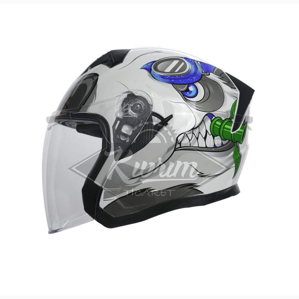 KC-ÇENESİZ VİZÖRLÜ YAZLIK KASK [KC528-1] PANDA [XL] E BELGELİ