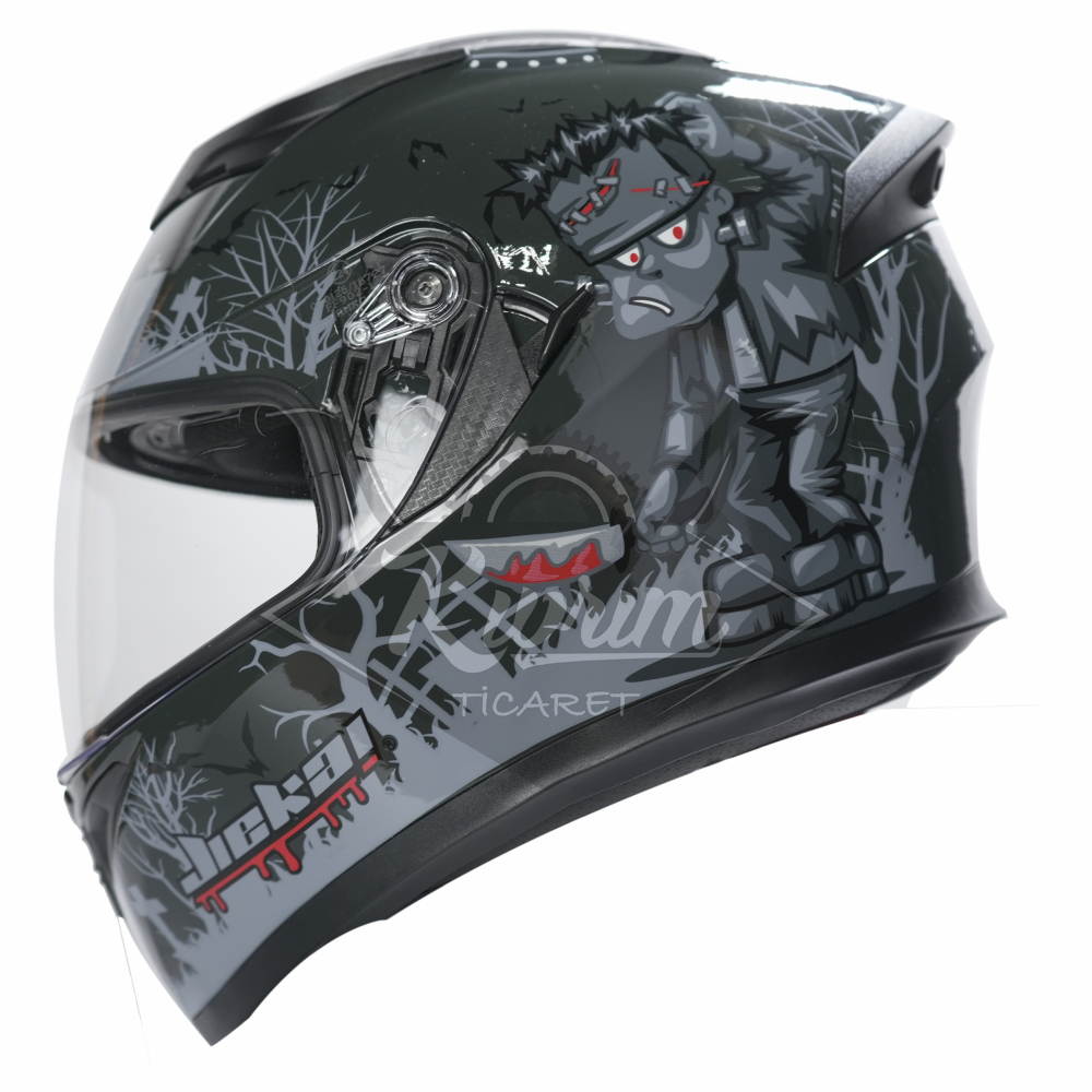 KC-KAPALI VİZÖRLÜ KASK [KC316-1] FRANKENSTEIN'S MONSTER [XL] E BELGELİ