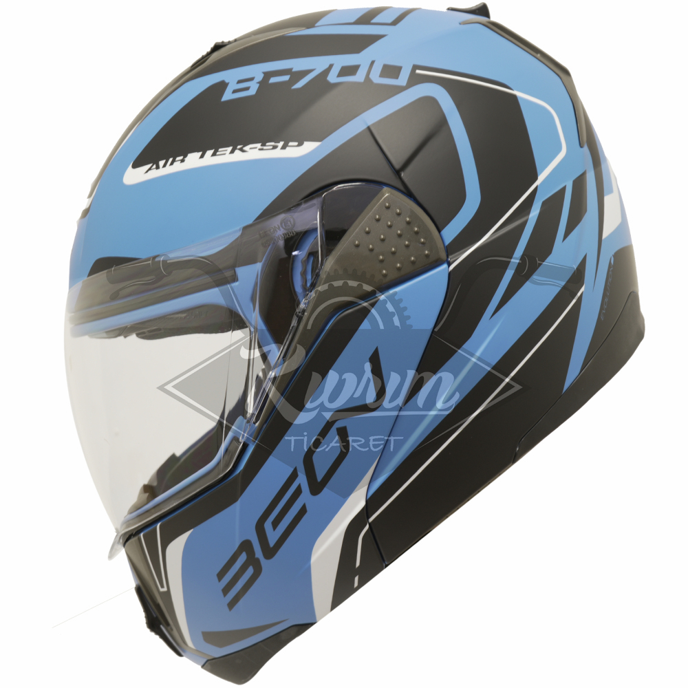 BEON- ÇENE AÇILIR VİZÖRLÜ KASK [B700] [MAVİ - SİYAH] [AIR TEK] [XXL]