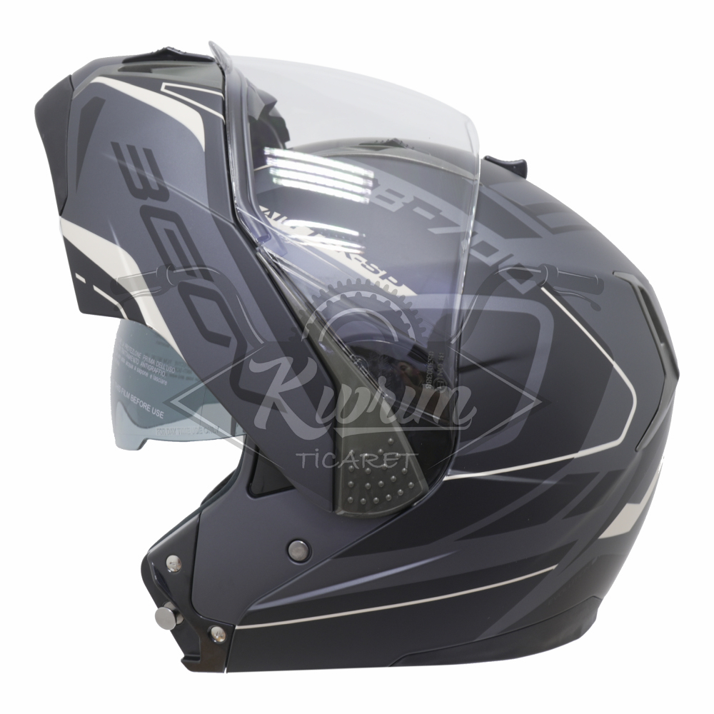 BEON- ÇENE AÇILIR VİZÖRLÜ KASK [B700] [SİYAH - KREM [AIR TEK] [XXL]