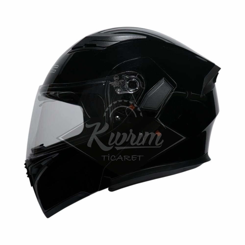 KC - ÇENE AÇILIR VİZÖRLÜ KASK [KC902] [SİYAH] [S]